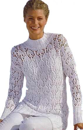 Белый пуловер вязание спицами