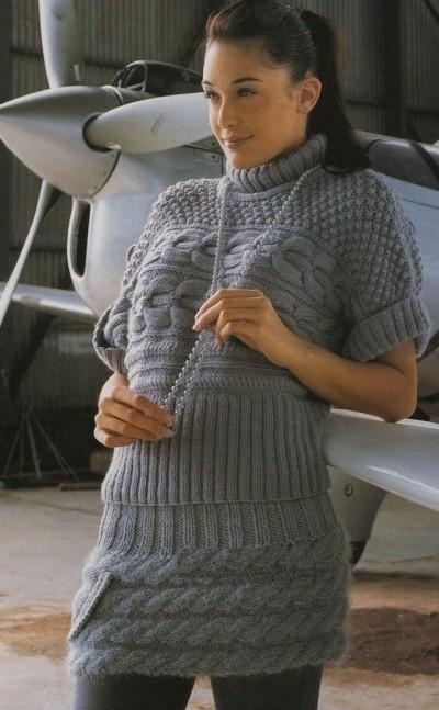 свитер с короткими рукавами и юбочка