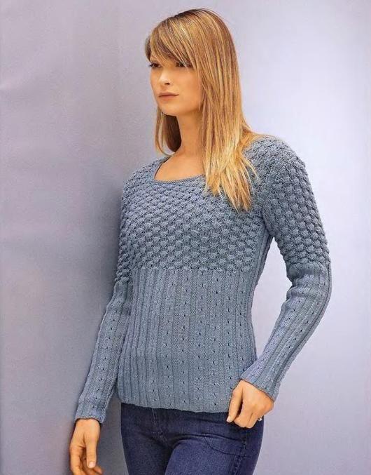 свитер. вязание кофты спицами на круглой кокетке