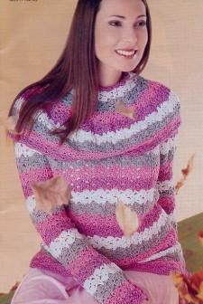  Разноцветный пуловер крючком
