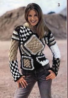 Пуловер в стиле пэчворк 