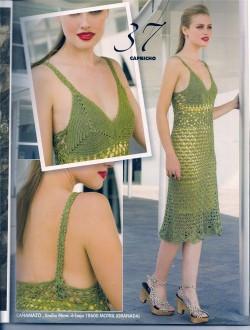 Зеленое платье крючком