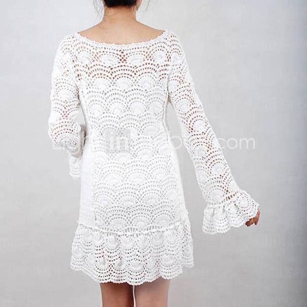 Белое платье крючком