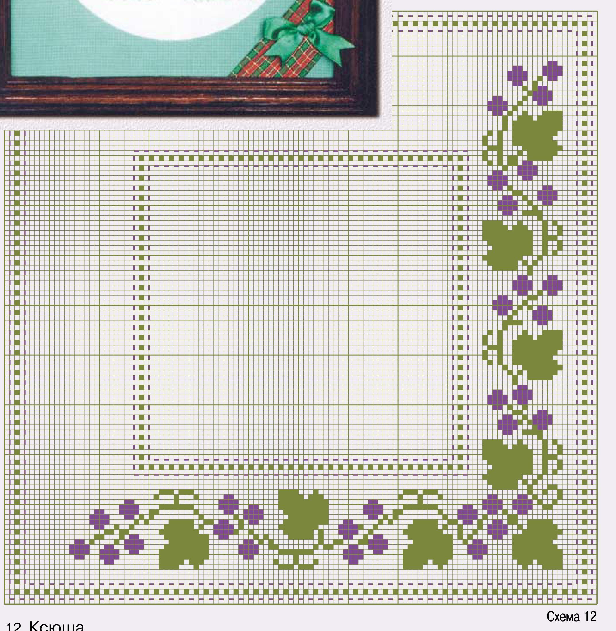 Схема вышивки - Гроздья и листья винограда